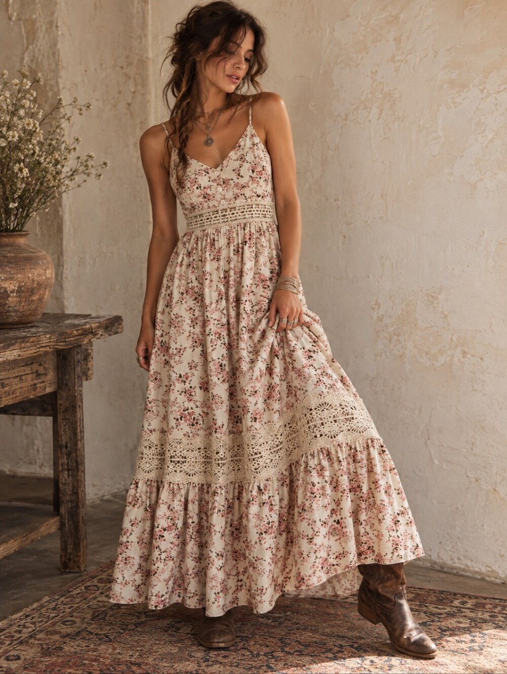Womans Floral Cami Style Maxi Dress